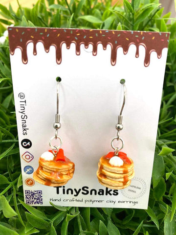 Tiny Snaks - Pancake Stack Earrings- Strawberries & Cream