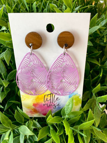 Little Muse Creations - Metal Dangle Walnut Studs