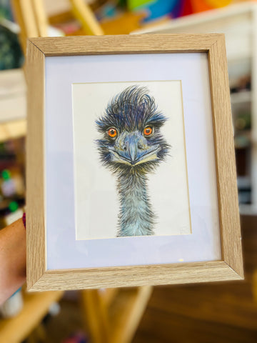 Art By Meredith - Emu  A5 white frame