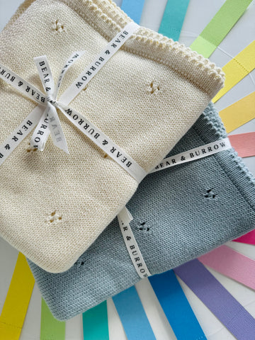 Bear & Burrow - Cotton Knitted Cot Blanket 70x90cm