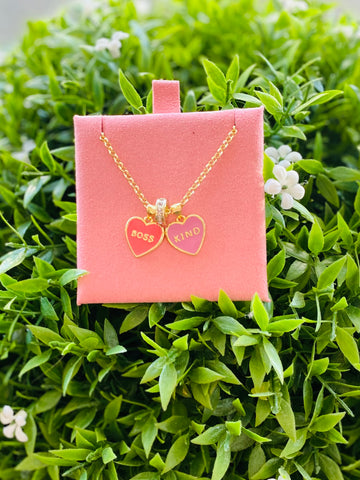 Boss & Kind Heart Charm Necklace