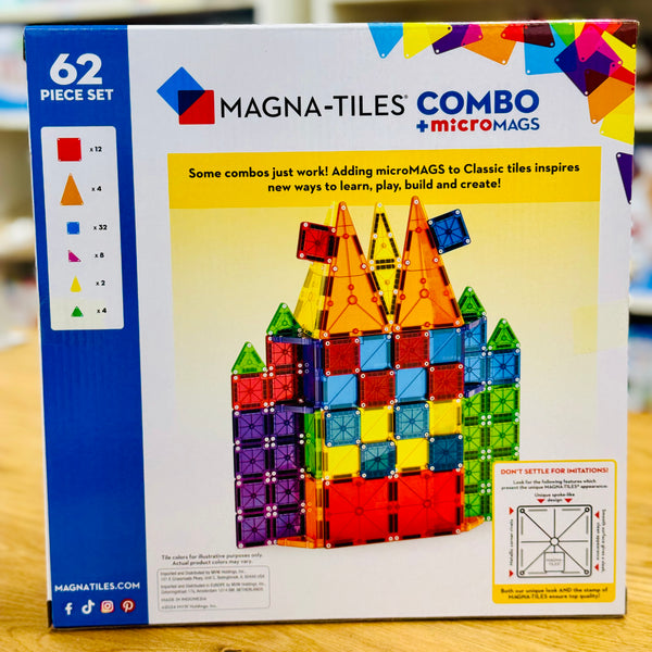 MAGNA-TILES - Combo + microMAGS - 62 Piece Set