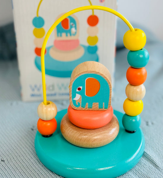 Rex London Wooden Toy – Wild Wonders Mini Bead Loop & Stacker