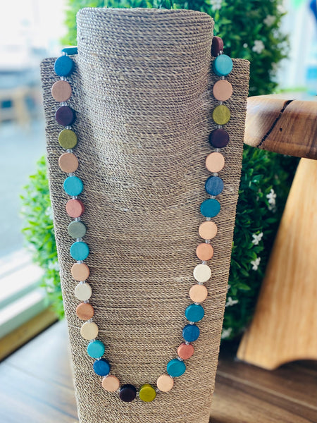 Handmade Wooden Disc Necklace - Long