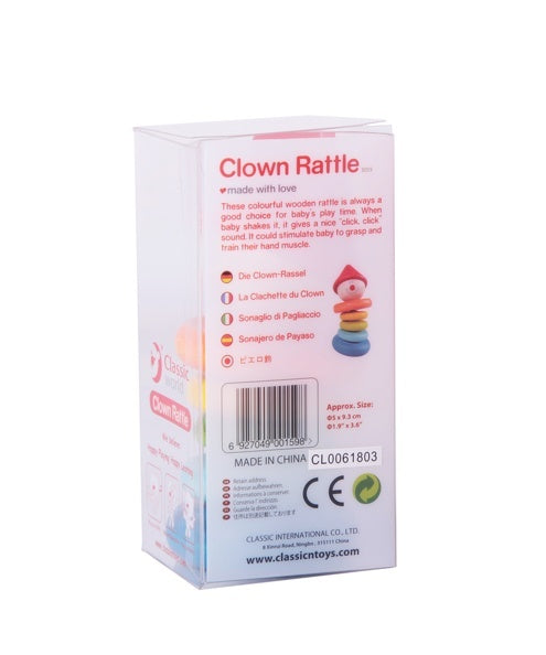 Wooden Clown Rattle