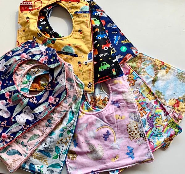 Handmade Baby Towelling Bibs - Sold Individually