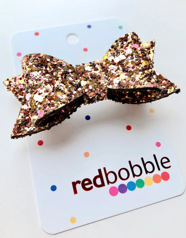 Large Glitter Bronze Bow Clip