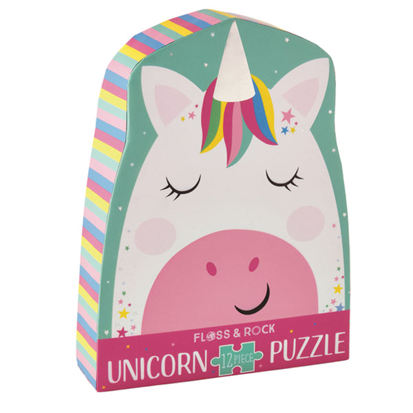 Floss & Rock 12 Pc Shaped Jigsaw Puzzle – Rainbow Unicorn