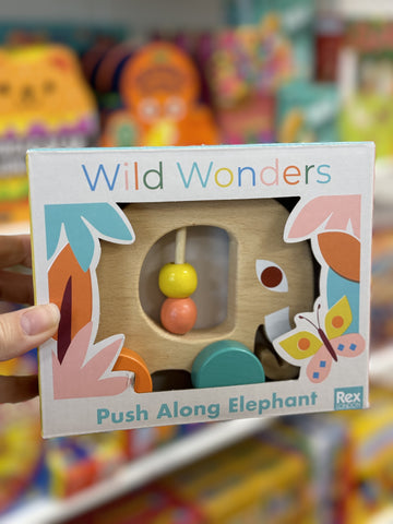 Rex London Wooden Toy – Wild Wonders Push Elephant