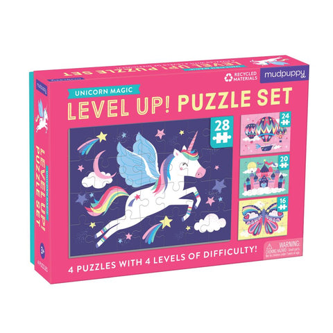 Mudpuppy Level Up 4 Puzzle Set – Unicorn