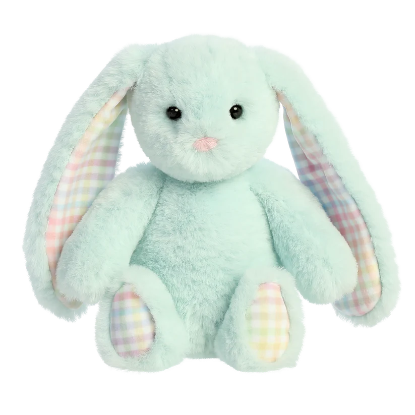 Petite Vous Millie the Rainbow Gingham Bunny Plush Mint