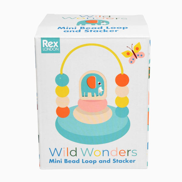 Rex London Wooden Toy – Wild Wonders Mini Bead Loop & Stacker