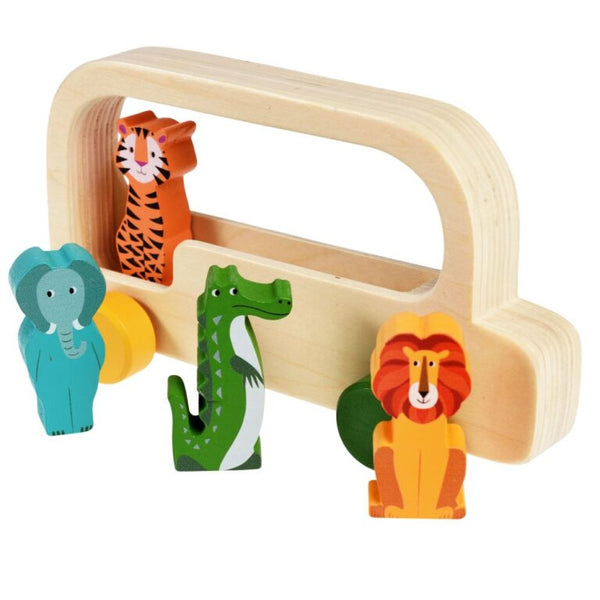 Rex London Wooden Toy – Colourful Creatures Bus