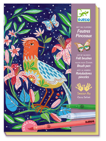Djeco - In the Garden -Art by Numbers- Felt Brushes Art Kit